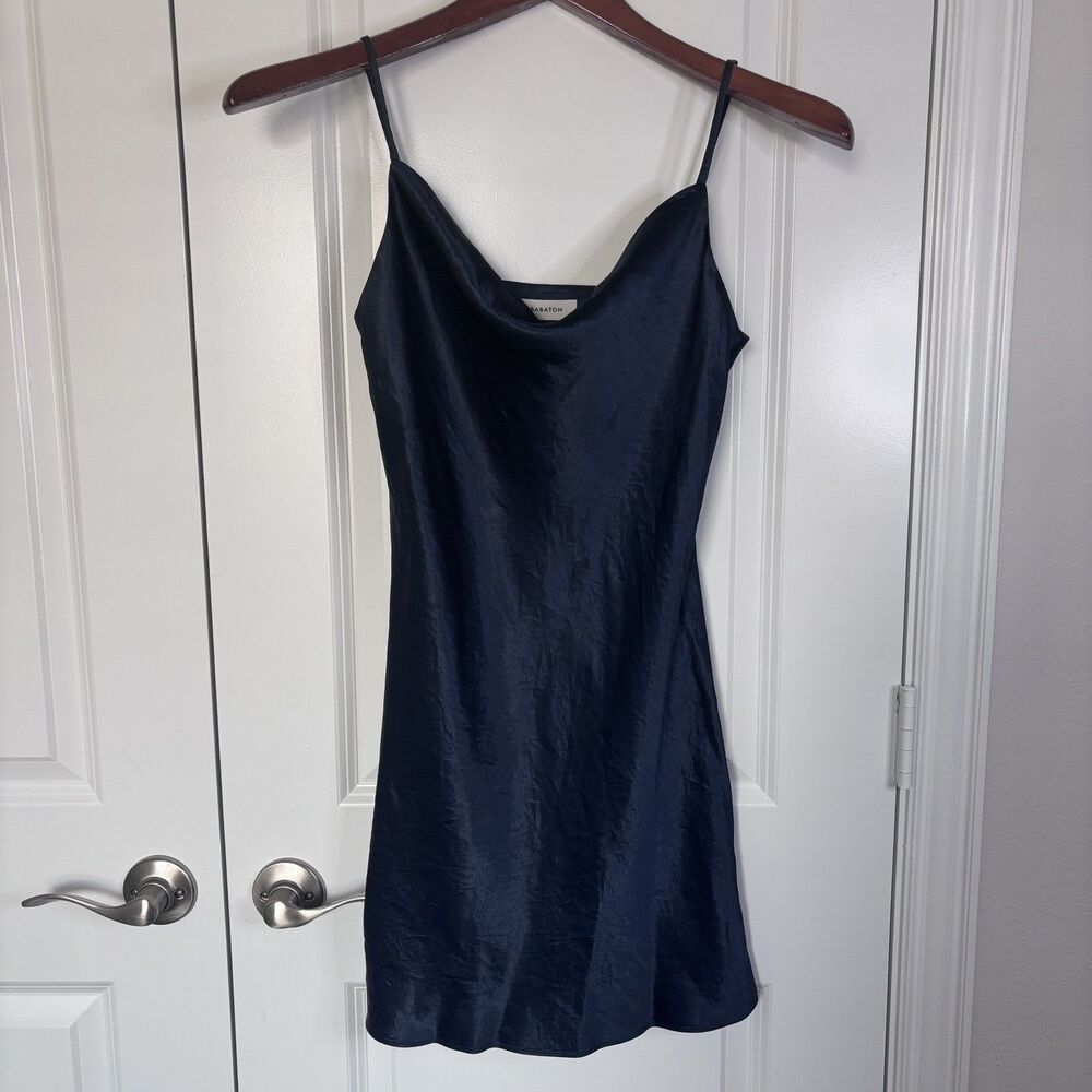Aritzia Babaton Satin Navy Mini Dress Size Small